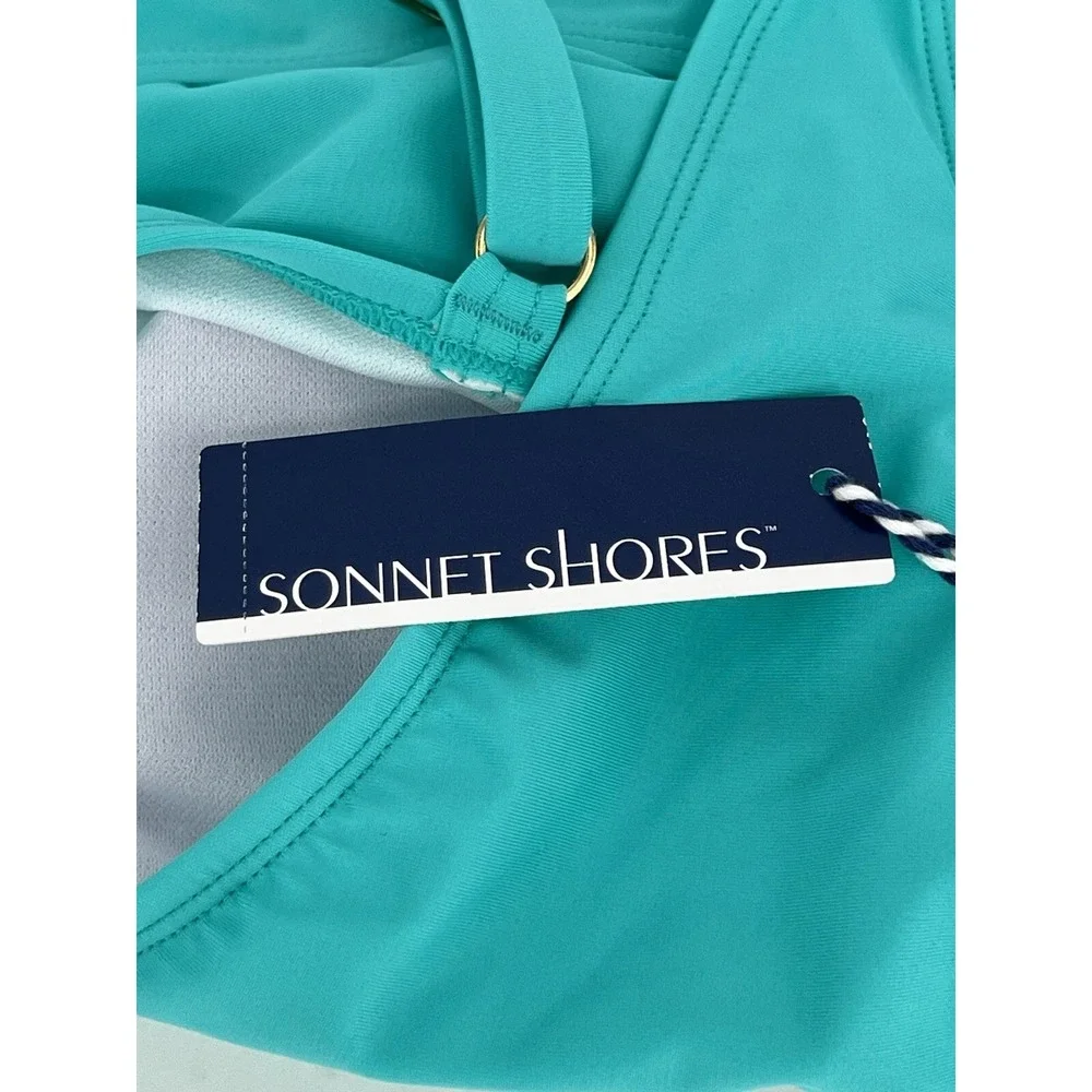Sonnet Shores Adriatic Aqua Blue Tankini Swimsuit Top Womens Sz 24W‎ Org $54